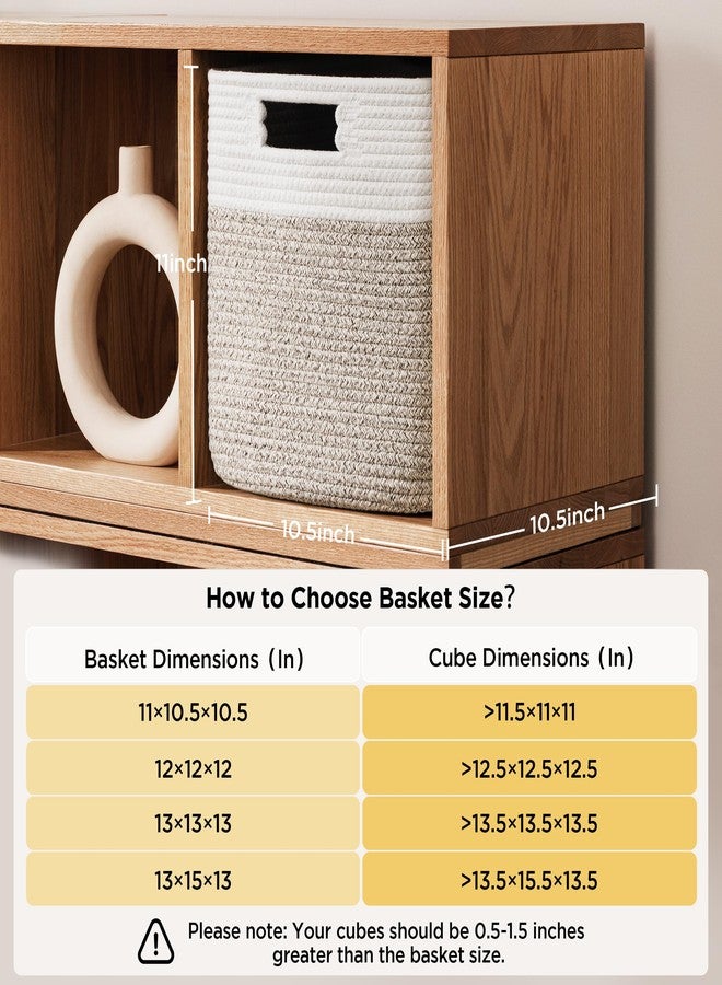 UBBCARE Storage Cubes 11 Inch, Cotton Rope Woven Baskets for Organizing, Cube Storage Bin for Baby Nursery, 2-Pack Square Toy Storage Baskets for Shleves Organizer, Closet, Kidsroom, Brown - Image 2